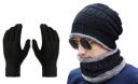 ELEGANCE LIVING Winter Knit Beanie Cap, Neck Warmer Scarf and Woolen Gloves Set for Men...