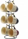 Elegant Home Decor Quality Stand Organizer for 6 Tea Cup for Kitchen, Hotel, Restroom, Home Décor - Black, Wrought Iron...