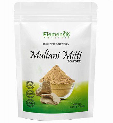 Elemensis Naturals Pure & Natural Herbal Multani Mitti for Face, Skin Whitening, Face mask and Facial, Skin Care and Glowing Dry Skin, 100gm