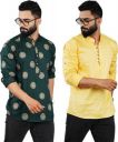 ELEPANTS  Pack of 2 Men Solid Cotton Blend Straight Kurta  (Multicolor)...