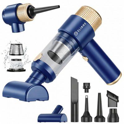 Eliane Handheld Car Vacuum Cleaner 16000PA, Cordless Portable 2-in-1 Air Duster and Vacuum with LED Light- 120W High Power