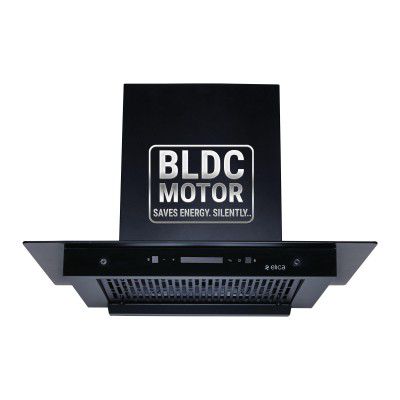 Elica 75cm 1500 m3/hr BLDC Filterless Autoclean Kitchen Chimney | FLAT FL 750 BLDC HAC LTW MS NERO | Black | 9 Speed Touch Control + Motion Sensor