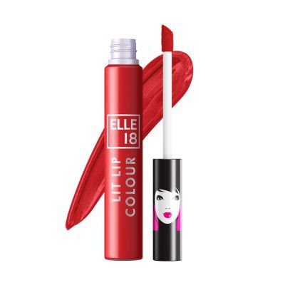 Elle 18 Lit Lip, Matte Finish, Rhubarb Red, 16 hrs Long Lasting Liquid Lipstick