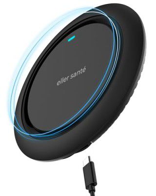 eller santé® 15W Wireless Charger MontClad Series PD & Qi-Certified with Type C Cable for iPhone 15/15 Plus/15 Pro/15 Pro Max, iPhone 14/14 Plus/14 Pro/14 Pro Max, iPhone 13/12/11 Series - Black