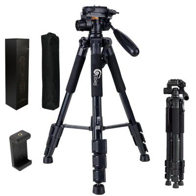 Eloies® AB-59 Tripod for Camera & Smartphone with Mobile Holder & Bag for Photographers & Videographers | Height: 5Feet 3Inch (Max) 1Feet 8 Inch(Min) | Payload 3Kg |Lightweight & Comapct |Camera Stand