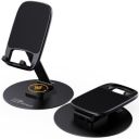 ELV Direct Mobile Stand Adjustable Foldable 360 Degree Rotation Cellphone Holder Stand for Desktop, Compatible with Smartphone and Tablets Upto 8 inches - Black...