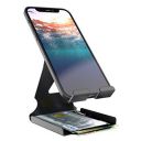 ELV Universal Mobile Phone Tabletop Stand Holder Mount with Inbuilt Cable Organiser and Card Holder - Black...