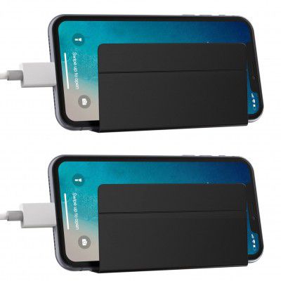 ELV Wall Mount Mobile Holder, Mobile Stand for All Smartphones with Strong Adhesive Strips, Compatible with iPhone, Smartphone and Mini Tablet (2 Pcs.) - Black