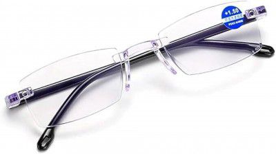 Elyvo Rimless (+2.75) Rectangle Blue Cut Reading Glass For Men & Women (45 mm)