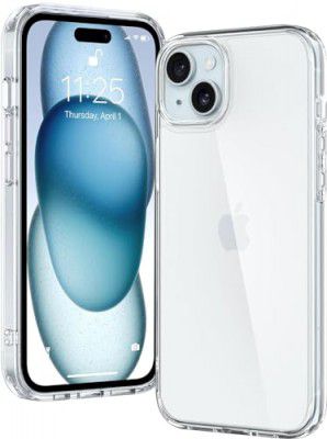 Elzzi Crystal Clear Designed for iPhone 15 Case 6.1' | Anti-Yellowing |Transparent Hard Back Cover | Shockproof Case |TPU + Polycarbonate |