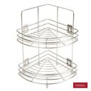 Embassy Corner Stand, Small - Double (2-Tier), 23x37 cms, Stainless Steel (Multipurpose Storage Rack/Shelf - Kitchen, Bathroom etc.)...