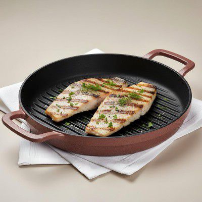 Ember Cookware Pre-Seasoned Cast Iron Grill Pan 26 cm | Induction Cookware 