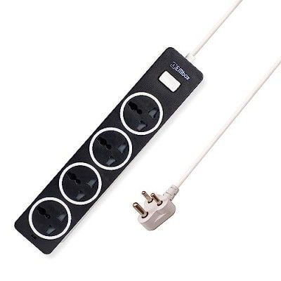 EMBOX 10A Extension Board with Master Switch-Multi Plug Socket with 4 Universal Sockets - 2500W(Black-2 Meter Cable)