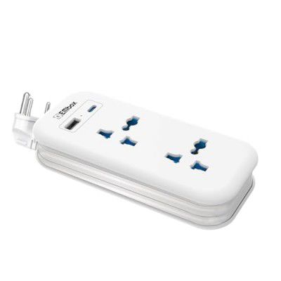 EMBOX Extension Board with USB C and USB A Ports with Universal Sockets and Indicator-Compact Extension Cord Multi Plug Socket with Safety Shutter-2500W (Mini-1 Mtr Cable)