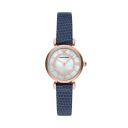 Emporio Armani Leather Gianni T-Bar Analog Mother of Pearl Dial Women Watch-Ar11468, Blue Band...