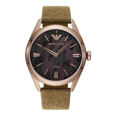 Emporio Armani Mens 41 mm Grey Dial Leather Analog Watch - AR11396I