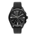 EMPORIO ARMANI Mens 43 mm Black Dial Leather Chronograph Watch - AR11483I...