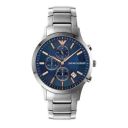 Emporio Armani Mens 43 mm Renato Blue Dial Stainless Steel Chronograph Watch - AR11458I...