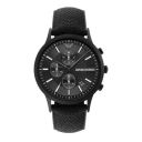 Emporio Armani Mens 43 mm Renato Black Dial Fabric Chronograph Watch - AR11457I...