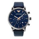 EMPORIO ARMANI Mens 46 mm Luigi Chrono Blue Dial Leather Chronograph Watch - AR11451I...