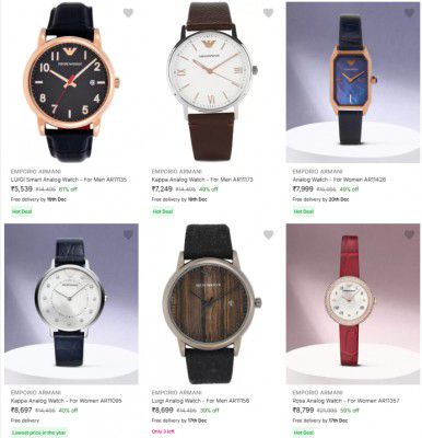 Flpkart : Upto 62% Off | Emporio Armani Wrist Watches