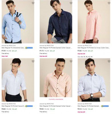 Encore By Invictus Casual Shirts Starts at Rs 239