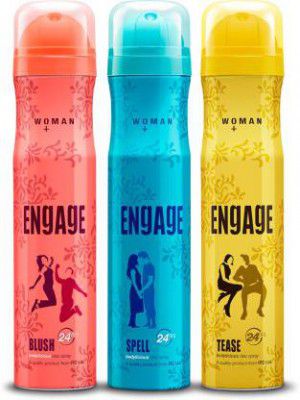 Engage Blush, Spell and Tease Deodorant Spray - For Women, Pack of 3 Deodorant Spray - For Women  (450 ml, Pack of 3)