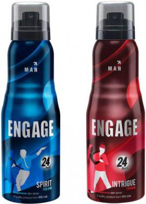 Engage Intrigue for Him & Spirit for Him, Skin Friendly, 165ml each Deodorant Spray - For Men (165 ml, Pack of 2)