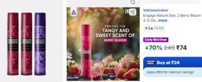 Engage Nature Deo: 2 Berry Bloom & 1 French Garden (150ml X 3) Deodorant Spray  -  For Women (450 ml, Pack of 3)