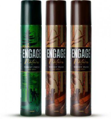 Engage Nature Deo: 2 Woody Musk & 1 Forest Fresh (150ml X 3) Deodorant Spray - For Men (450 ml, Pack of 3)