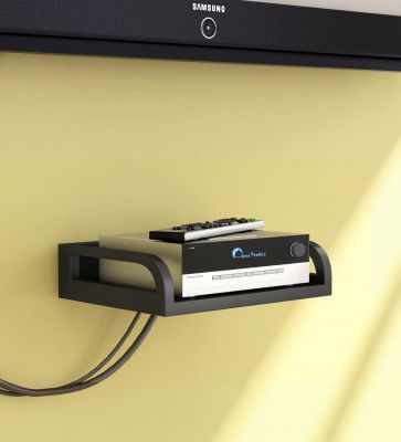 Home Sparkle Engineered Wood Set Top Box Holder in Black Colour