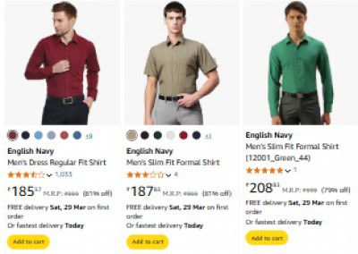 English Navy Men's Shirt Starts at Rs 185