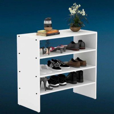 Enigmatic Woodworks 4 Shelves Shoe Rack Organizer for home , Stand for 8-16 Pairs, wooden Shoe stand Engineered Wood Collapsible Shoe Stand  (White, 4 Shelves, DIY(Do-It-Yourself))