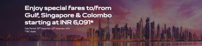 Enjoy special fares to/from golf, Singapore & Colombo starting at INR 6,091*