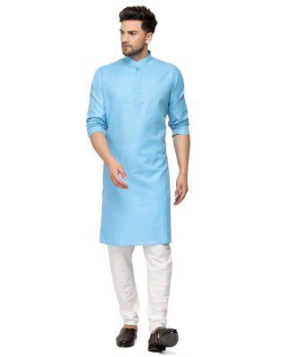 Enmozz® Haldi Yellow Cotton Plain Men's Ethnic Simple Kurta Only