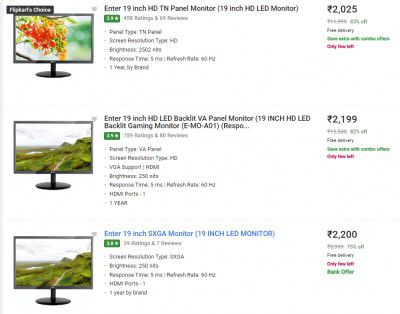 Enter Monitors Upto 83% Off | Starts @ Rs 1721