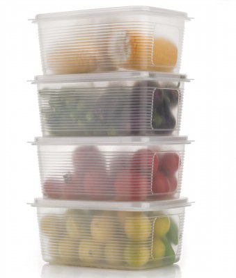 Entisia Fridge Container - Plastic Transparent Fridge Storage Box (1800ML, 4 Pcs)