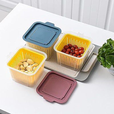 Entisia Fridge Storage Box with Drain Basket (Set of 4)