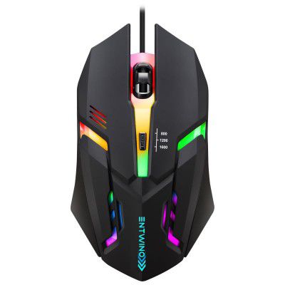 ENTWINO Ranger Gaming Mouse, Braided Wire, DPI Button, Metal Bottom, Wired Optical Mouse Laptops and Computers