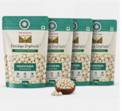 Envelope Dryfruits Plain Makhana, (4 x 250 g)