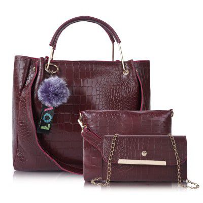 Envias Leatherette Handbags For Women's Ladies Combo Of 3