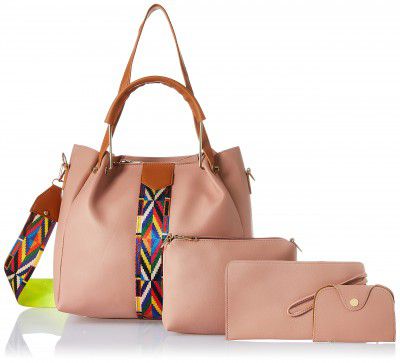 Envias Vegan Leather Handbags for Women Combo Pack of 4 | Pink Color 