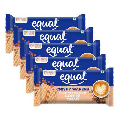 Equal Coffee Wafer Bars (Sugar-Free) | Pack of 5 (60g each) | 0% Added Sugar & 100% Taste | Flavoured Wafers | Crispy Creamy Wafers | Crunch Anytime Anywhere