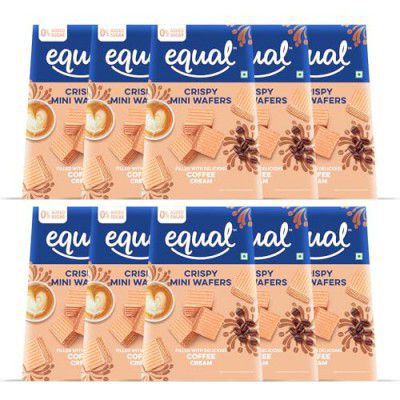 Equal Coffee Wafers Cube (Sugar-Free) | Pack of 10 (100g each) | 0% Added Sugar & 100% Taste | Flavoured Wafers | Crispy Creamy Wafers | Crunch Anytime Anywhere