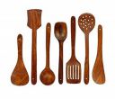 Ereteken ART Handmade Wooden Non-Stick Serving and Cooking Spoon Set of 7 (Natural)...