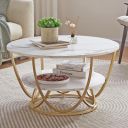 Ereteken ART Round Gold Coffee Table,2 Tier Coffee Tables for Living Room...