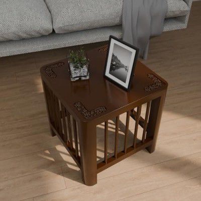 Ereteken ART Wooden End Table, Boho Side Table Carving Design, Nightstand Bedside Table (Walnut)