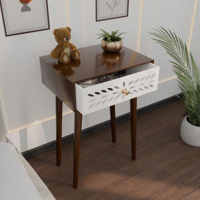 Ereteken Nightstand Beside Table End Table, Made of MDF, White Brown