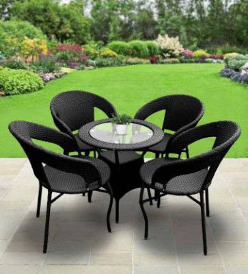 ERGOCRAFT ERGOCRAFT BALCONY/GARDEN/TERRACE/ COFFEE TABLE CHAIR SET D-12 Metal Outdoor Chair  (BLACK, DIY(Do-It-Yourself))