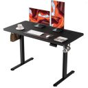 ERGOMAKER Electric Standing Desk 120x60cm (47.2"x23.6"), Height Adjustable Sit Stand Desk with Splice Board for Home Office, Computer Desk Memory Preset (Black Frame + Black Desktop)...